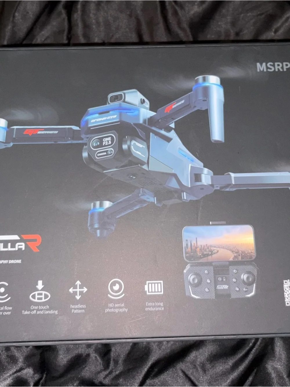 Blue Foldable Aerial Camera Drone with Remote Controller